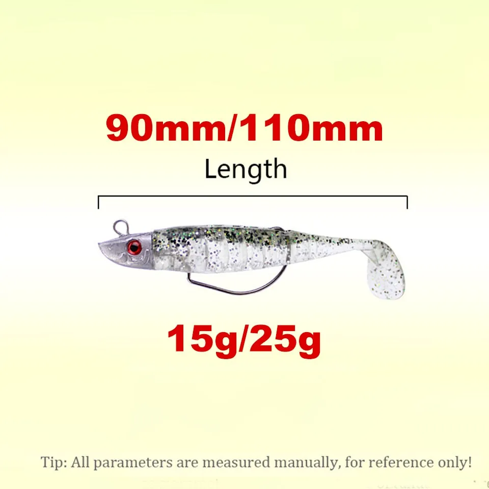 1 Set 7.6g/14g/15g/25g Jig Head hook Fishing Lure Minnow Wobblers Silicone Soft Baits Tackle