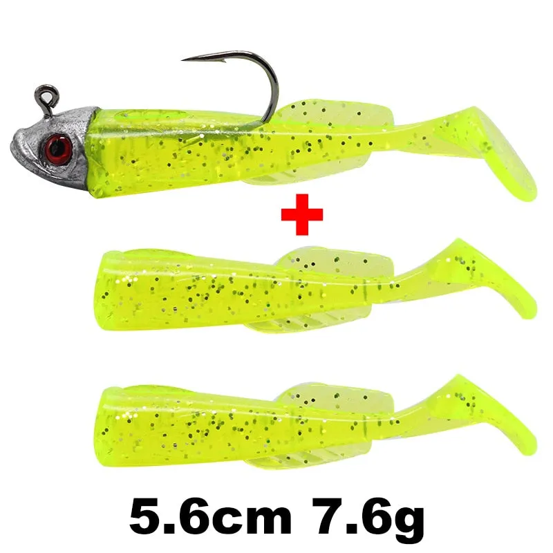 1 Set 7.6g/14g/15g/25g Jig Head hook Fishing Lure Minnow Wobblers Silicone Soft Baits Tackle