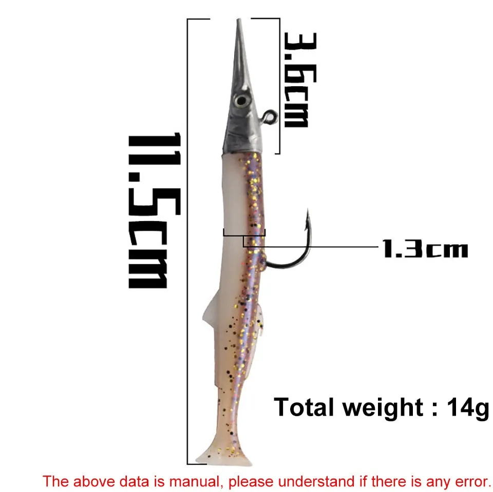 1 Set 7.6g/14g/15g/25g Jig Head hook Fishing Lure Minnow Wobblers Silicone Soft Baits Tackle