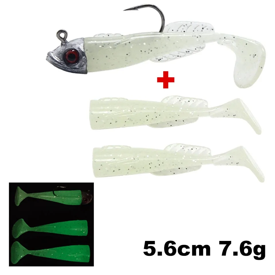 1 Set 7.6g/14g/15g/25g Jig Head hook Fishing Lure Minnow Wobblers Silicone Soft Baits Tackle