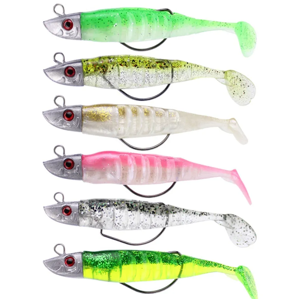 1 Set 7.6g/14g/15g/25g Jig Head hook Fishing Lure Minnow Wobblers Silicone Soft Baits Tackle