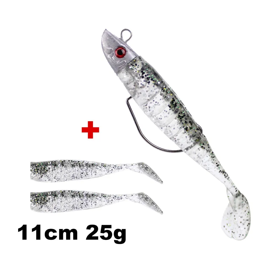 1 Set 7.6g/14g/15g/25g Jig Head hook Fishing Lure Minnow Wobblers Silicone Soft Baits Tackle