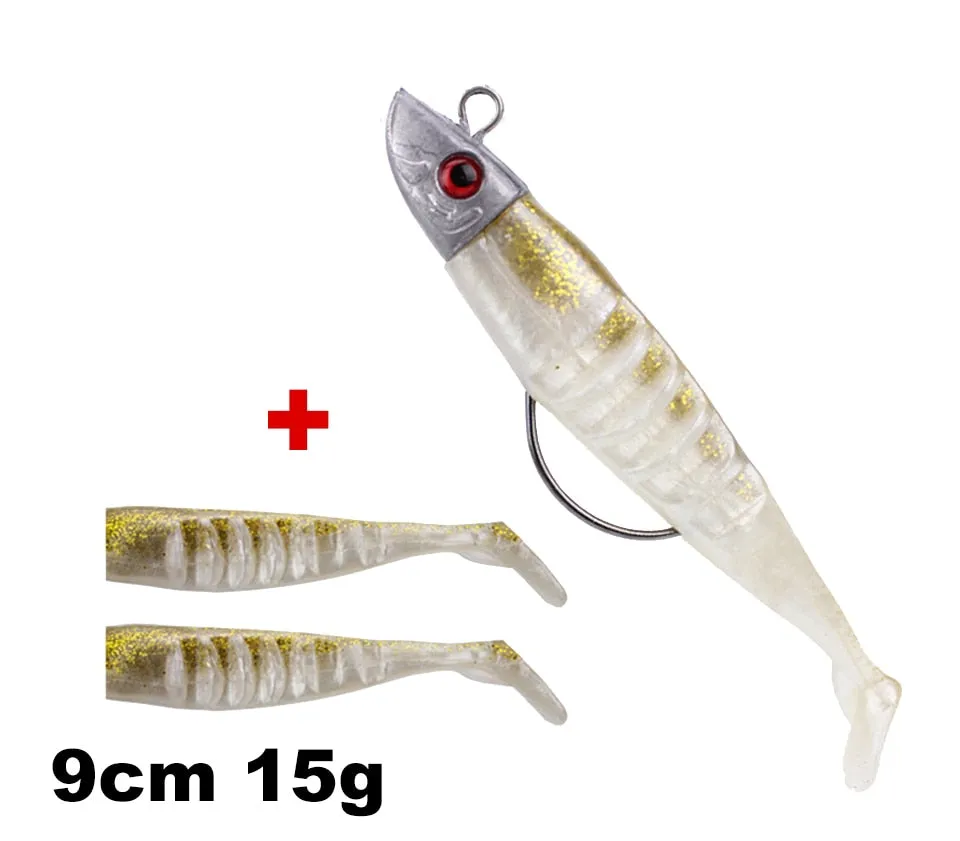 1 Set 7.6g/14g/15g/25g Jig Head hook Fishing Lure Minnow Wobblers Silicone Soft Baits Tackle
