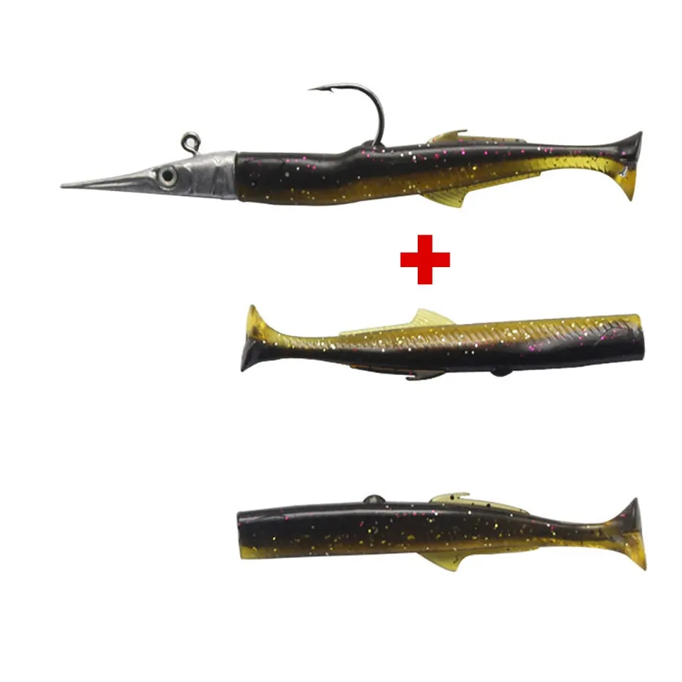 1 Set 7.6g/14g/15g/25g Jig Head hook Fishing Lure Minnow Wobblers Silicone Soft Baits Tackle