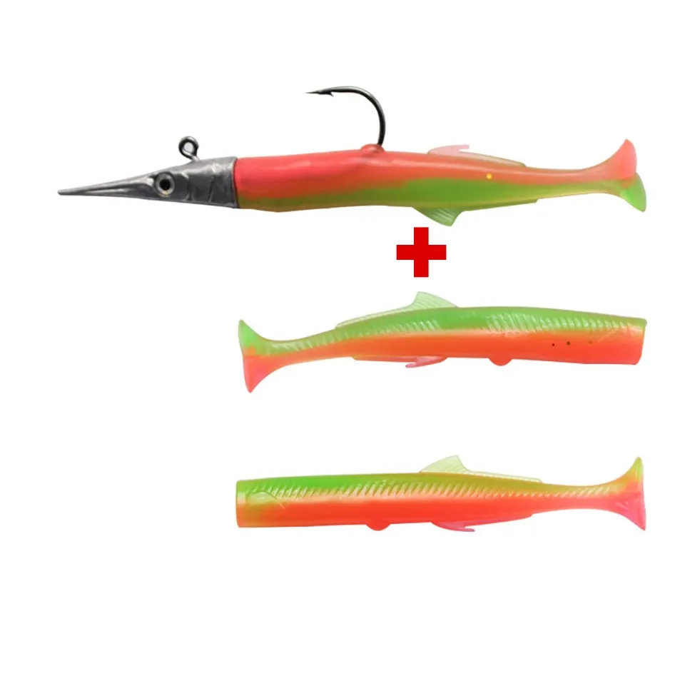 1 Set 7.6g/14g/15g/25g Jig Head hook Fishing Lure Minnow Wobblers Silicone Soft Baits Tackle