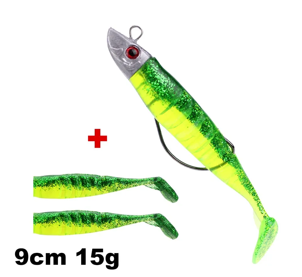 1 Set 7.6g/14g/15g/25g Jig Head hook Fishing Lure Minnow Wobblers Silicone Soft Baits Tackle