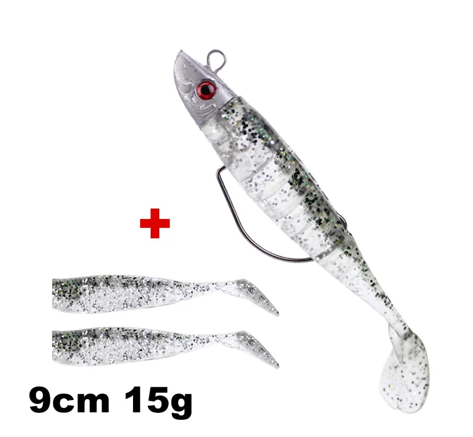 1 Set 7.6g/14g/15g/25g Jig Head hook Fishing Lure Minnow Wobblers Silicone Soft Baits Tackle