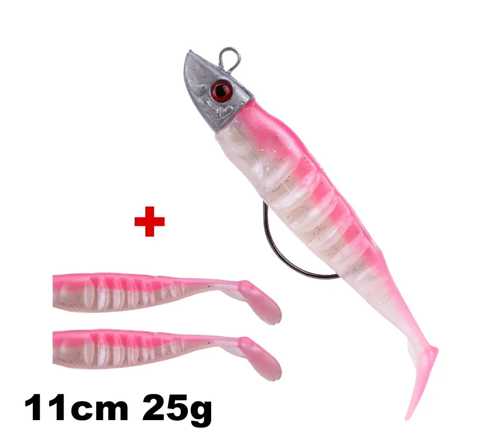 1 Set 7.6g/14g/15g/25g Jig Head hook Fishing Lure Minnow Wobblers Silicone Soft Baits Tackle