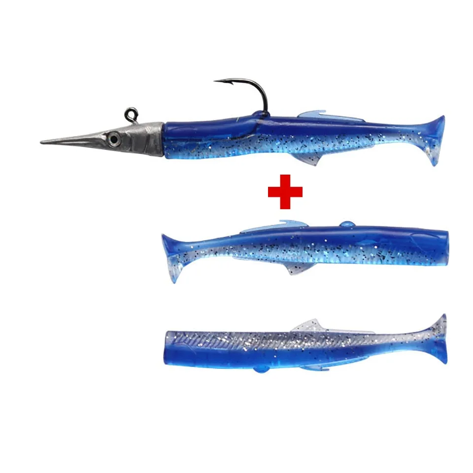 1 Set 7.6g/14g/15g/25g Jig Head hook Fishing Lure Minnow Wobblers Silicone Soft Baits Tackle