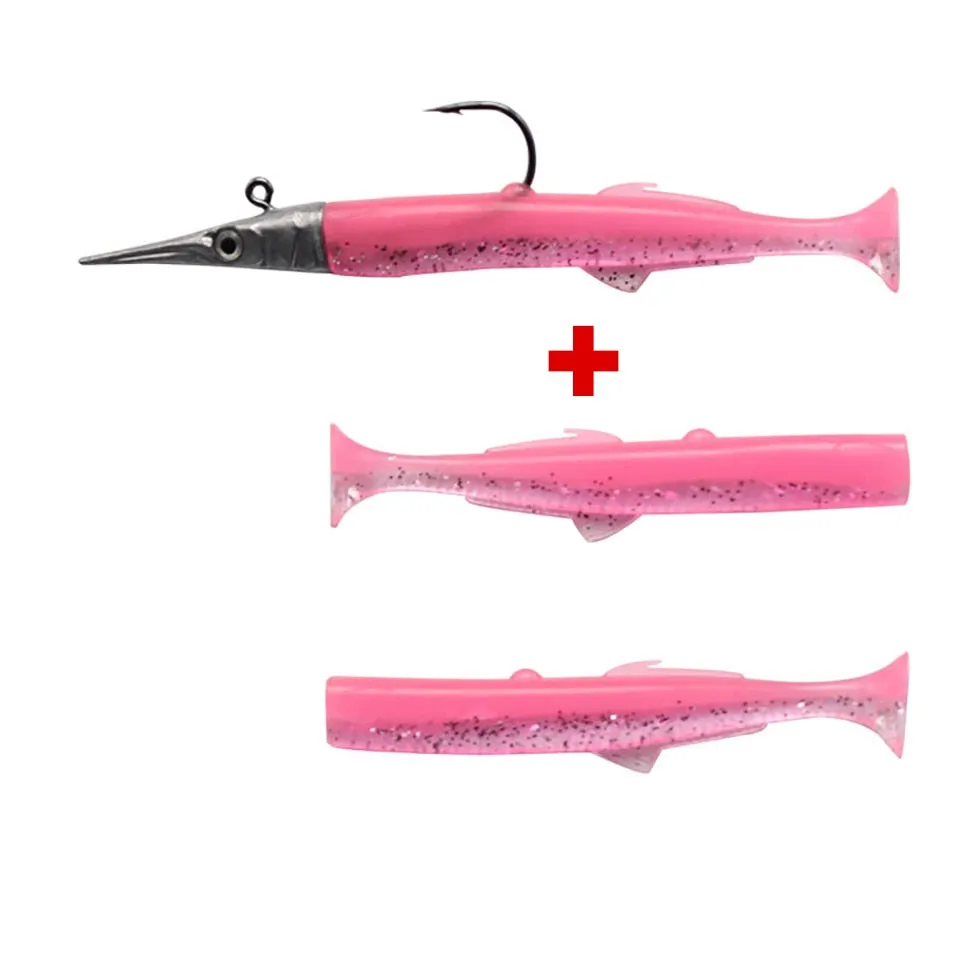 1 Set 7.6g/14g/15g/25g Jig Head hook Fishing Lure Minnow Wobblers Silicone Soft Baits Tackle