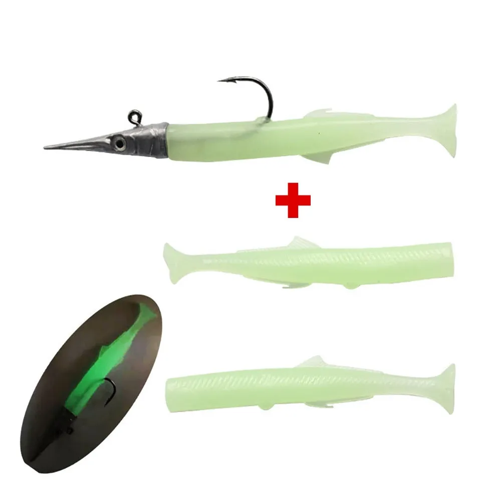 1 Set 7.6g/14g/15g/25g Jig Head hook Fishing Lure Minnow Wobblers Silicone Soft Baits Tackle