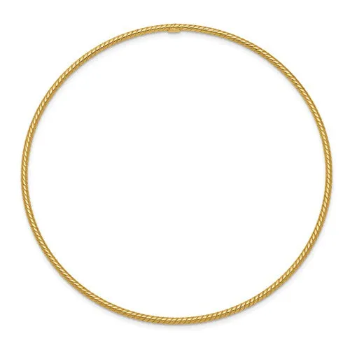 14KT Yellow Gold Thin Rope Twist Slip-On Bangle Bracelet 1.5mm
