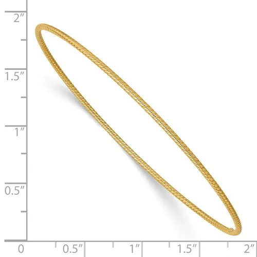 14KT Yellow Gold Thin Rope Twist Slip-On Bangle Bracelet 1.5mm