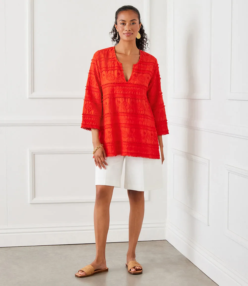 3/4 Sleeve Embroidered Tunic