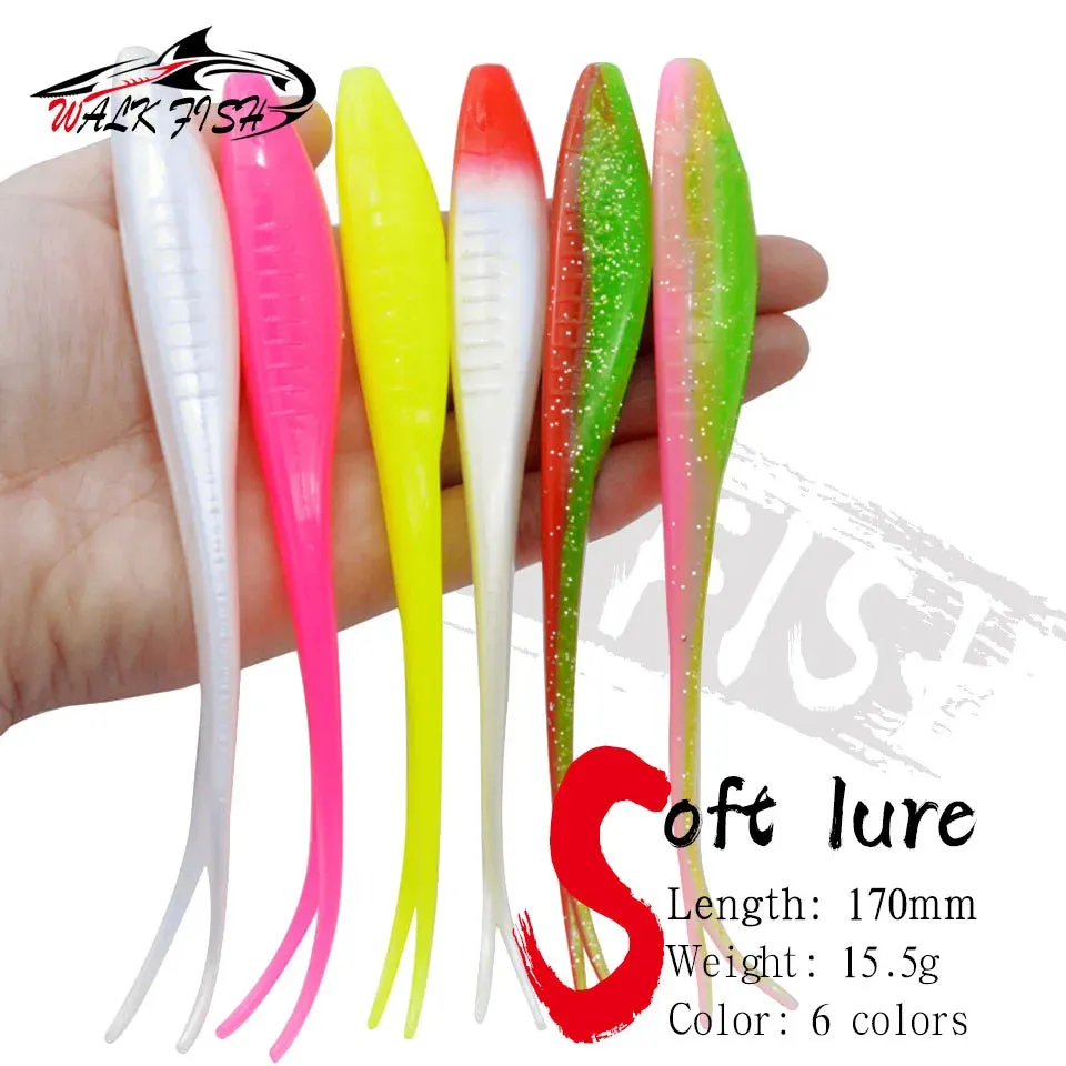 3pcs Drop Shot Soft jig Bait Fishing Lure 170mm 15.5g Split Tail Swimbait