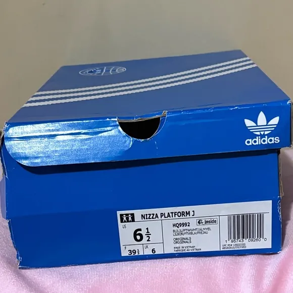Adidas Nizza PlatformHQ9992 Pink Yellow Youth size 6.5 or women’s 8 Sneakers