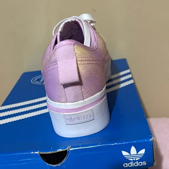 Adidas Nizza PlatformHQ9992 Pink Yellow Youth size 6.5 or women’s 8 Sneakers