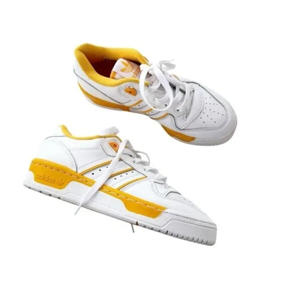 adidas Originals Rivalry Low Leather Sneaker Unisex Gold Yellow Size big kids 5