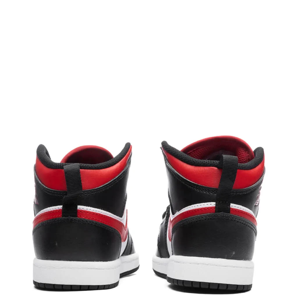 Air Jordan 1 Mid (PS) - Black/Fire Red/White