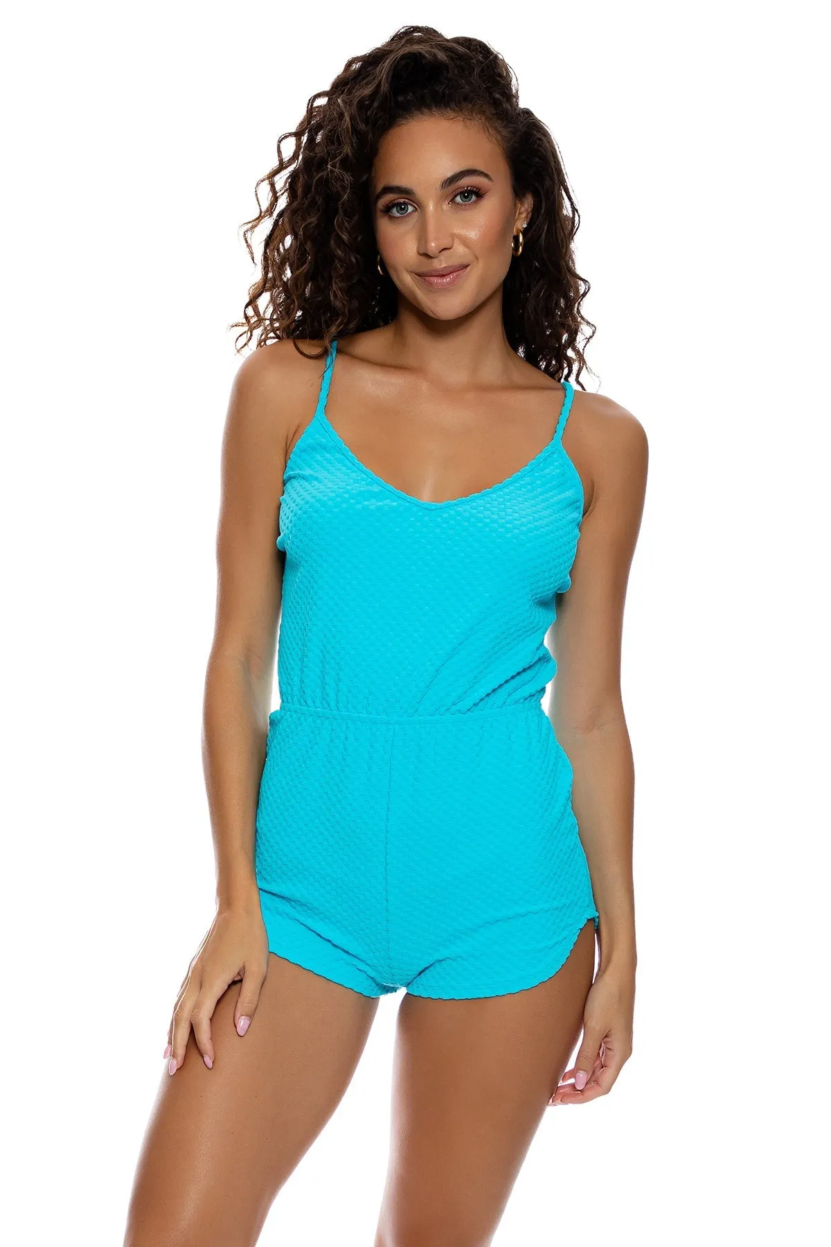BEACH FUZZ - Spaghetti Strap Short Romper