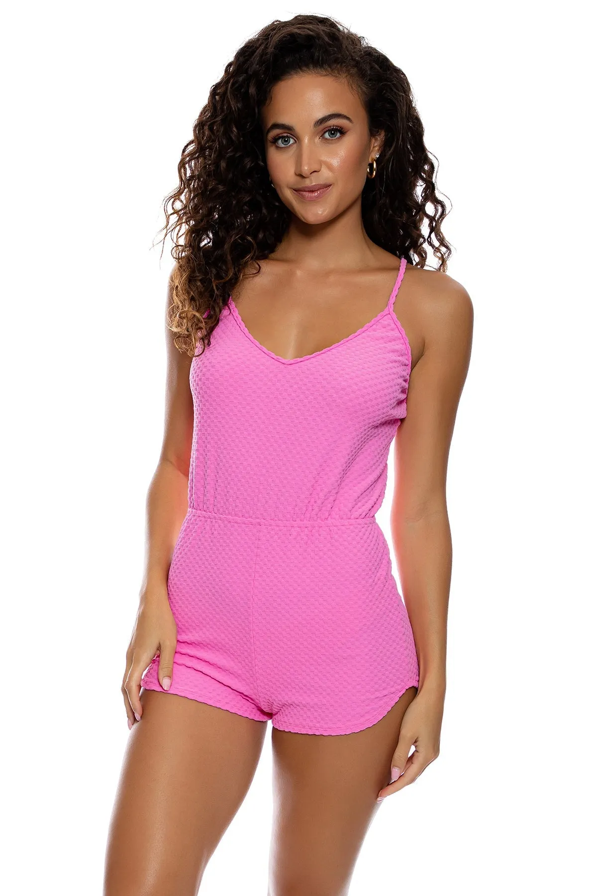 BEACH FUZZ - Spaghetti Strap Short Romper