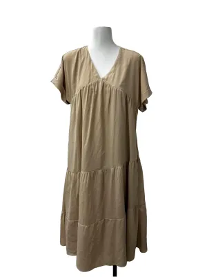 Beige V-Neck Slip On Dress