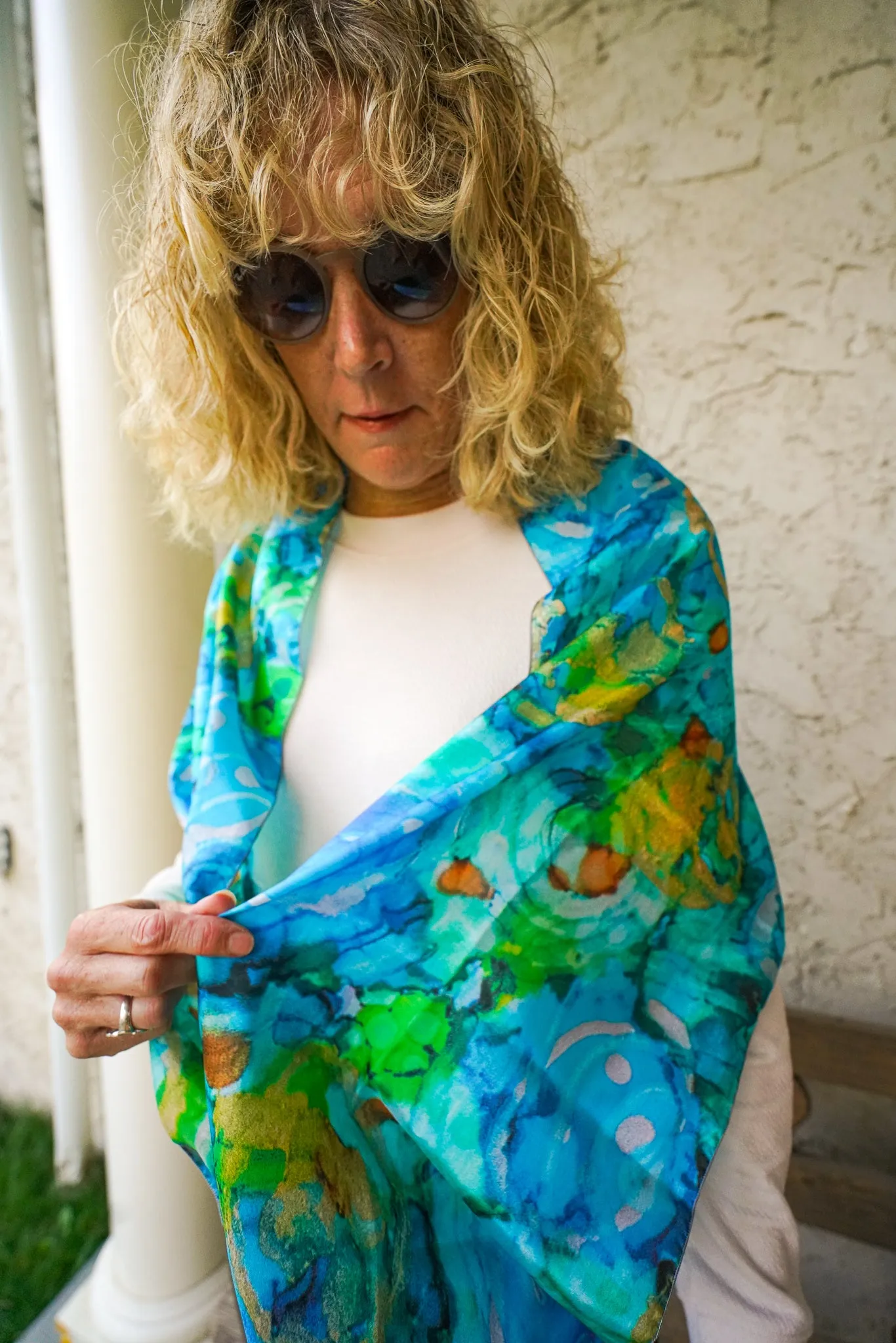 Blue Bloom - Silk Scarf