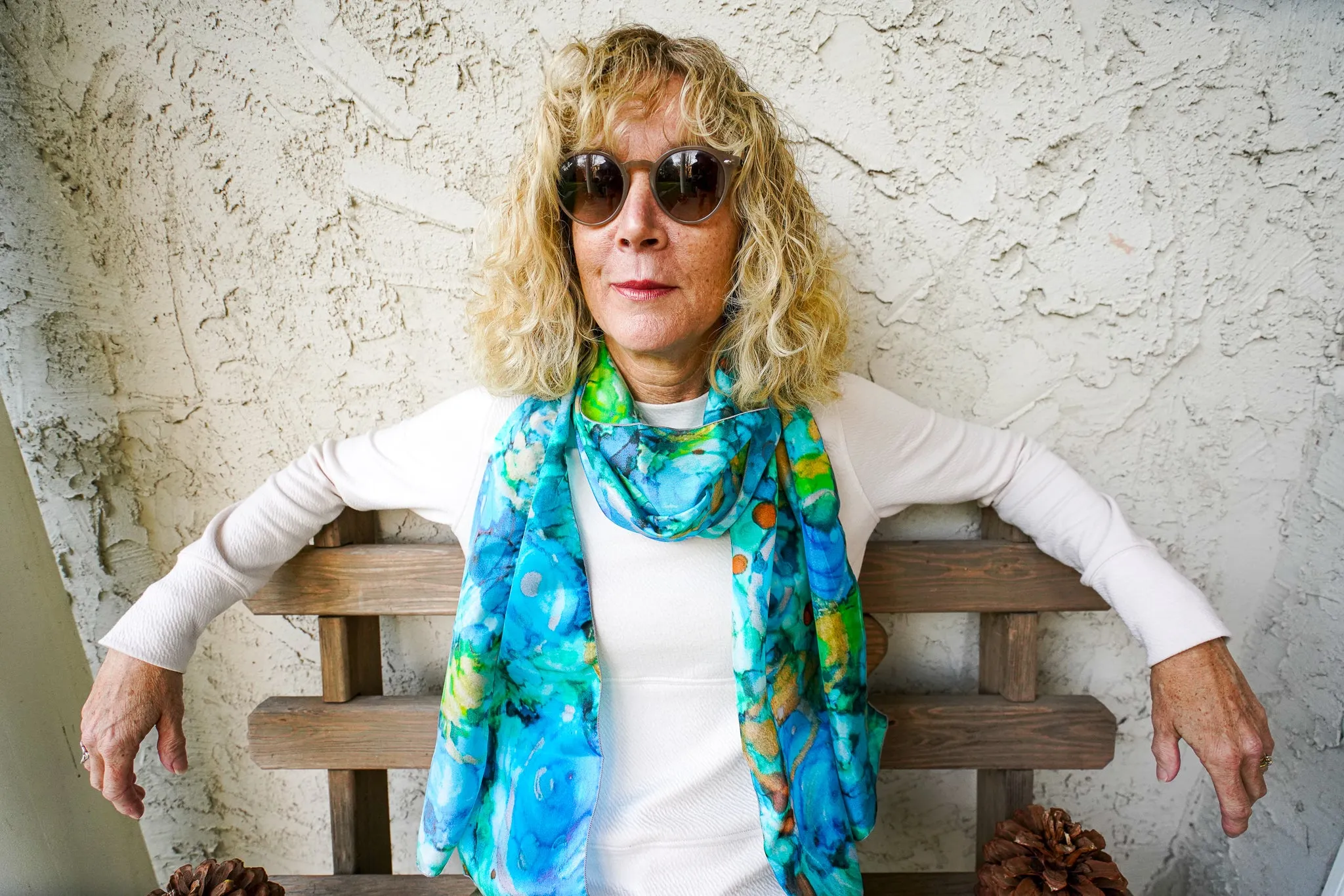 Blue Bloom - Silk Scarf