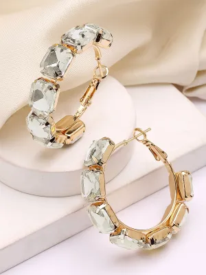 Bohey by KARATCART Gold-Plated Contemporary AD Hoop Earrings for Women