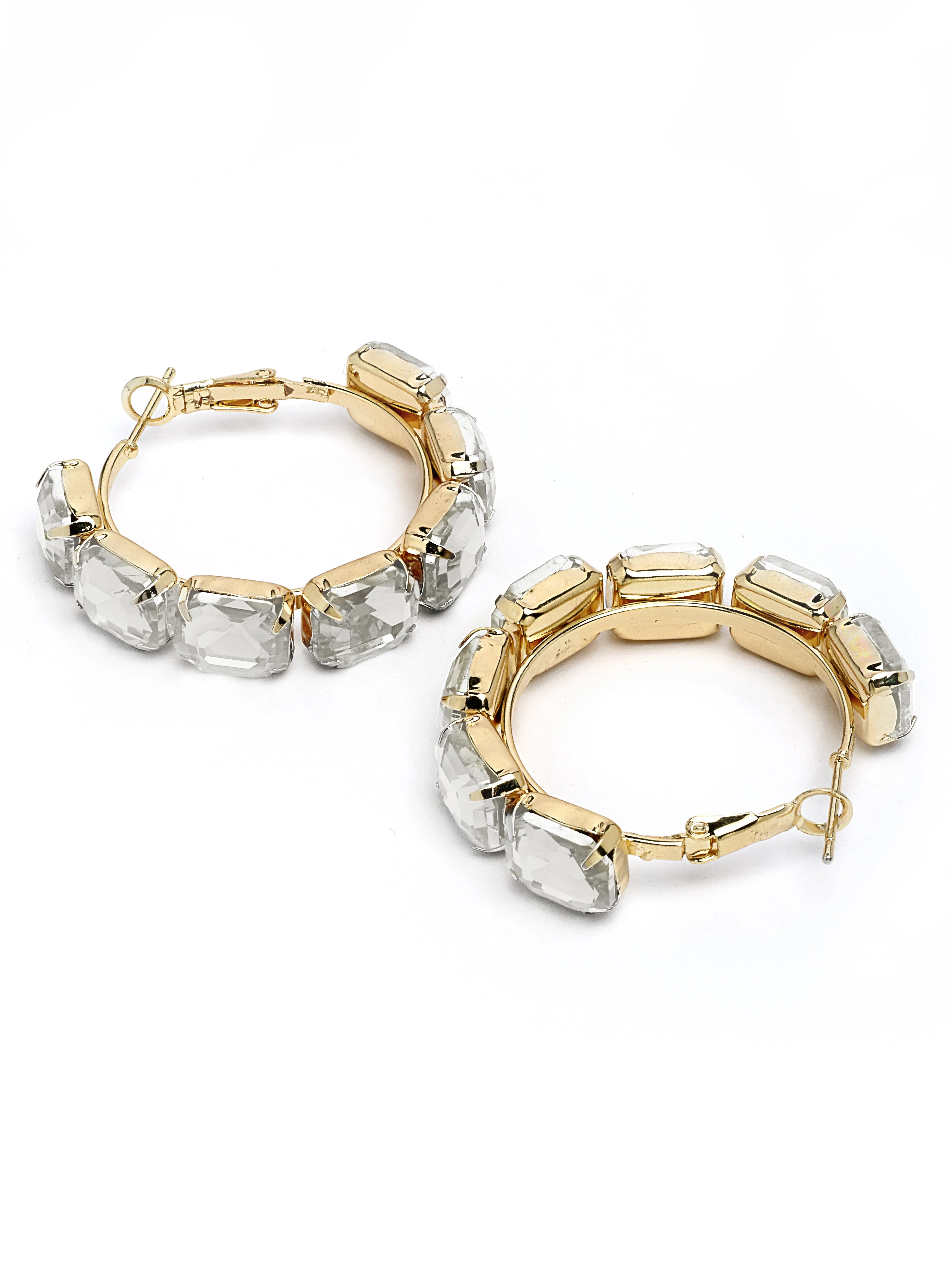 Bohey by KARATCART Gold-Plated Contemporary AD Hoop Earrings for Women
