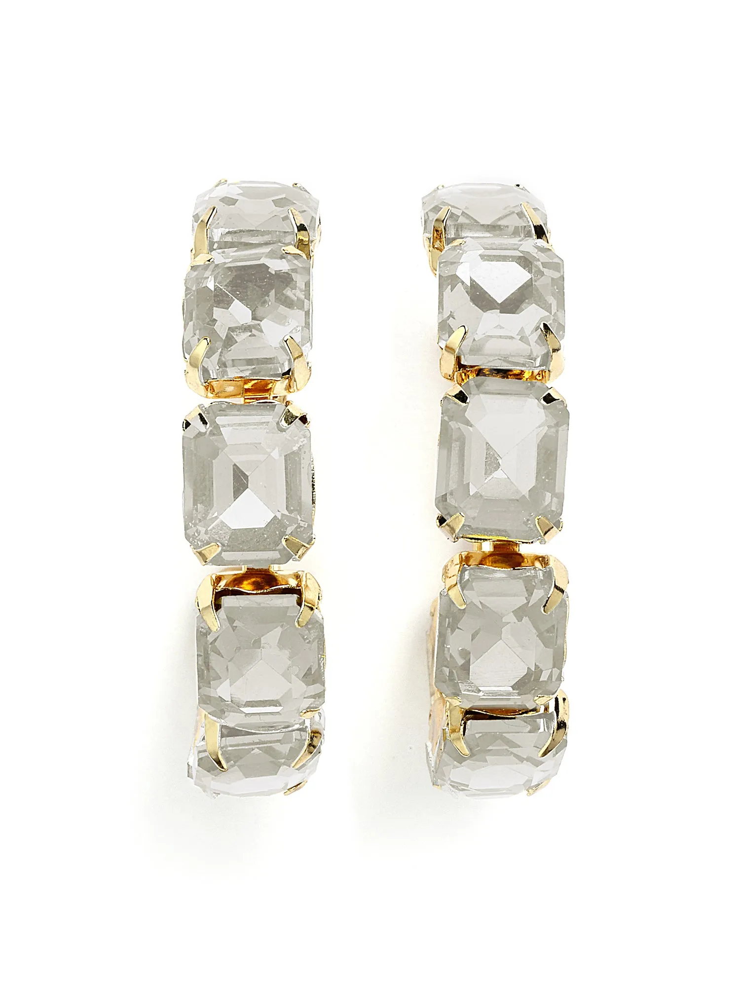 Bohey by KARATCART Gold-Plated Contemporary AD Hoop Earrings for Women