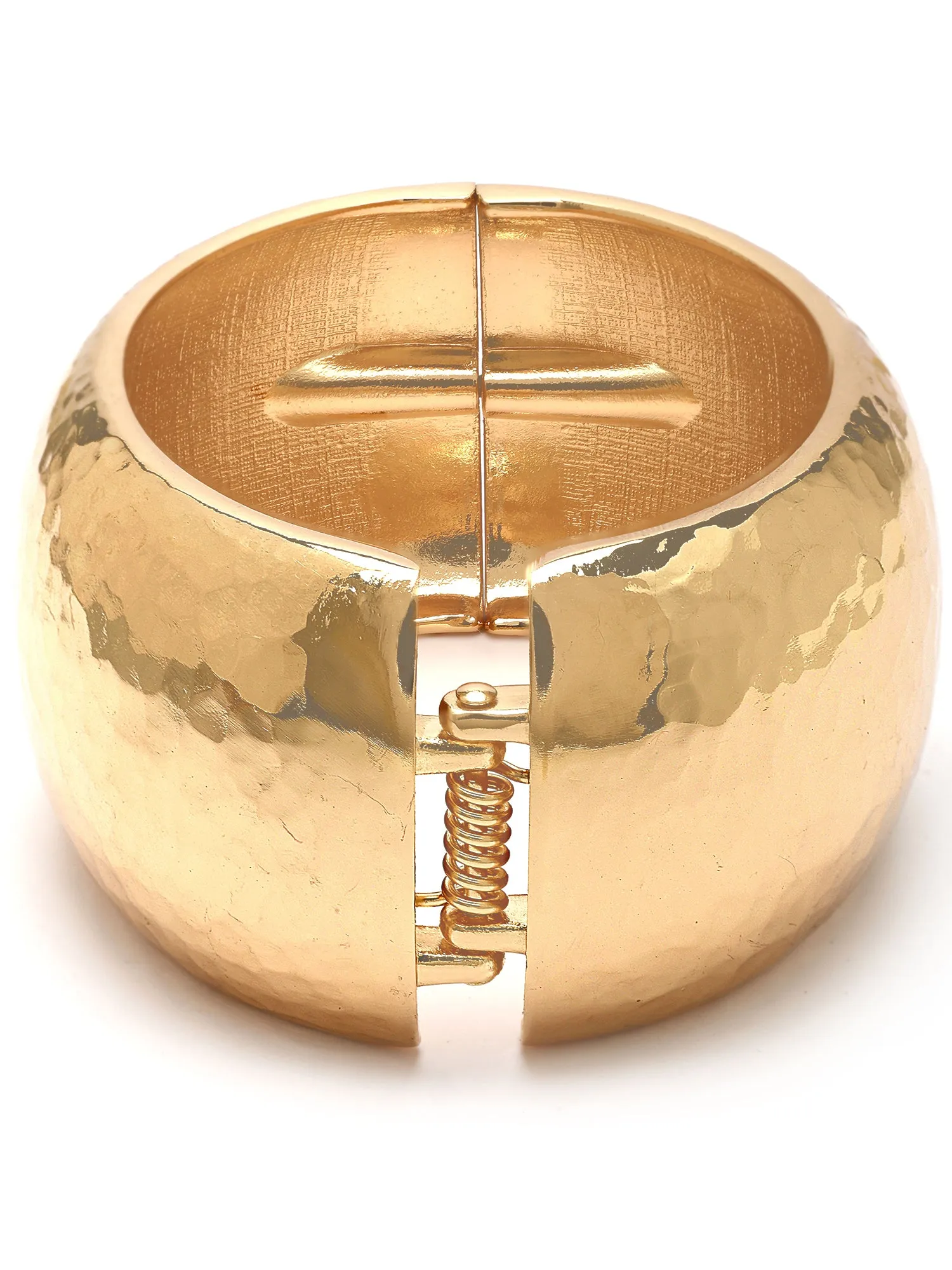 Bohey by KARATCART Gold Plated Hammered Finish Kada Bracelet for Women