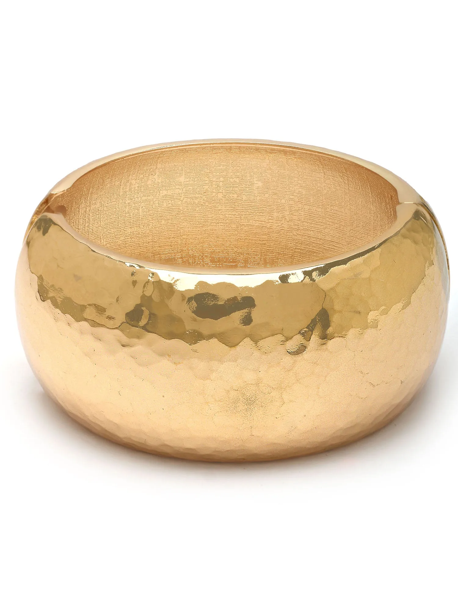 Bohey by KARATCART Gold Plated Hammered Finish Kada Bracelet for Women