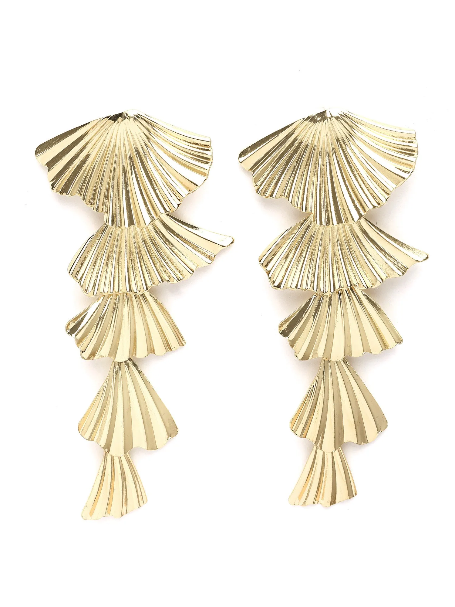 Bohey by KARATCART Gold Plated Leaf Design Drop Earrings for Women