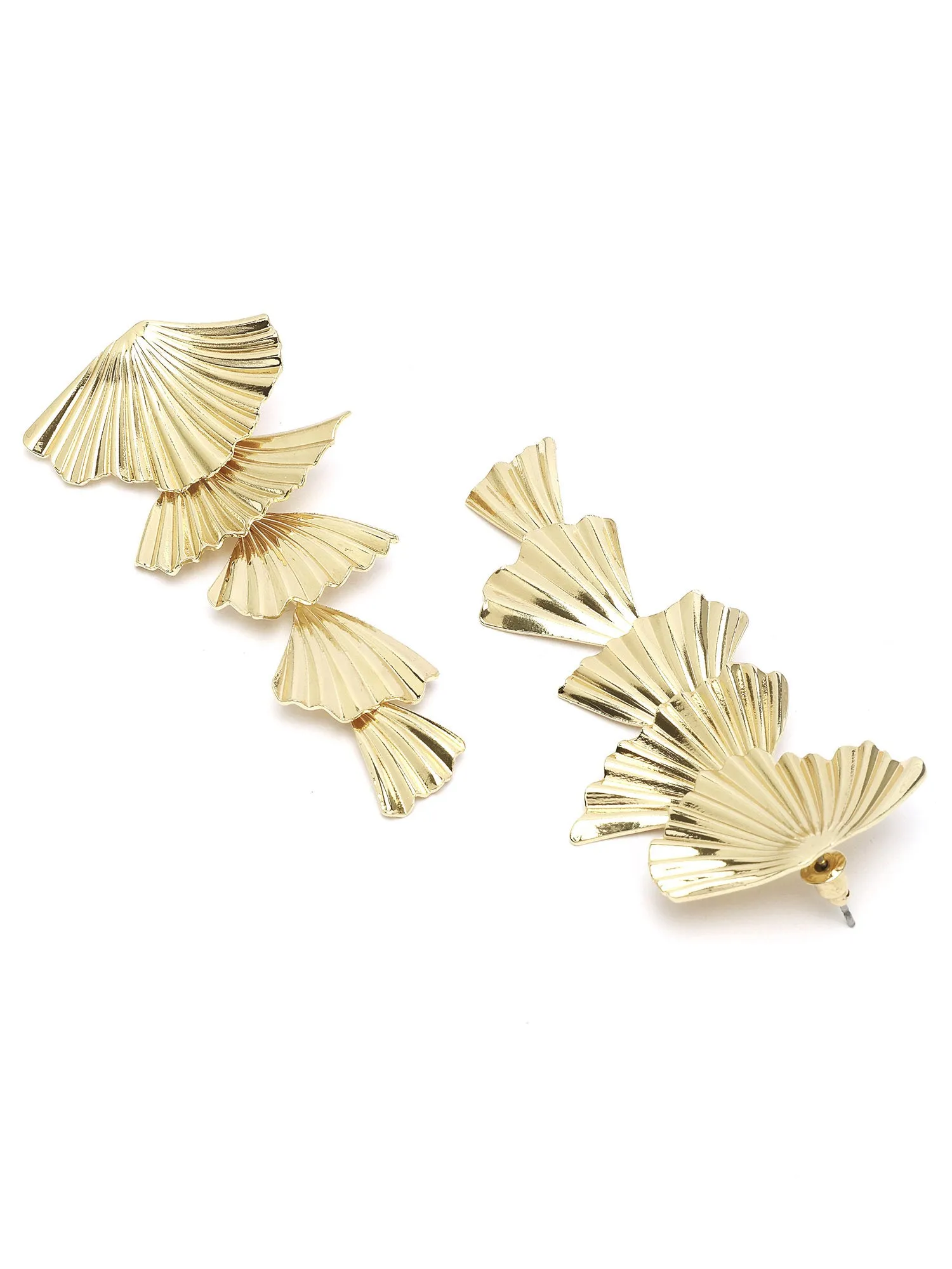 Bohey by KARATCART Gold Plated Leaf Design Drop Earrings for Women
