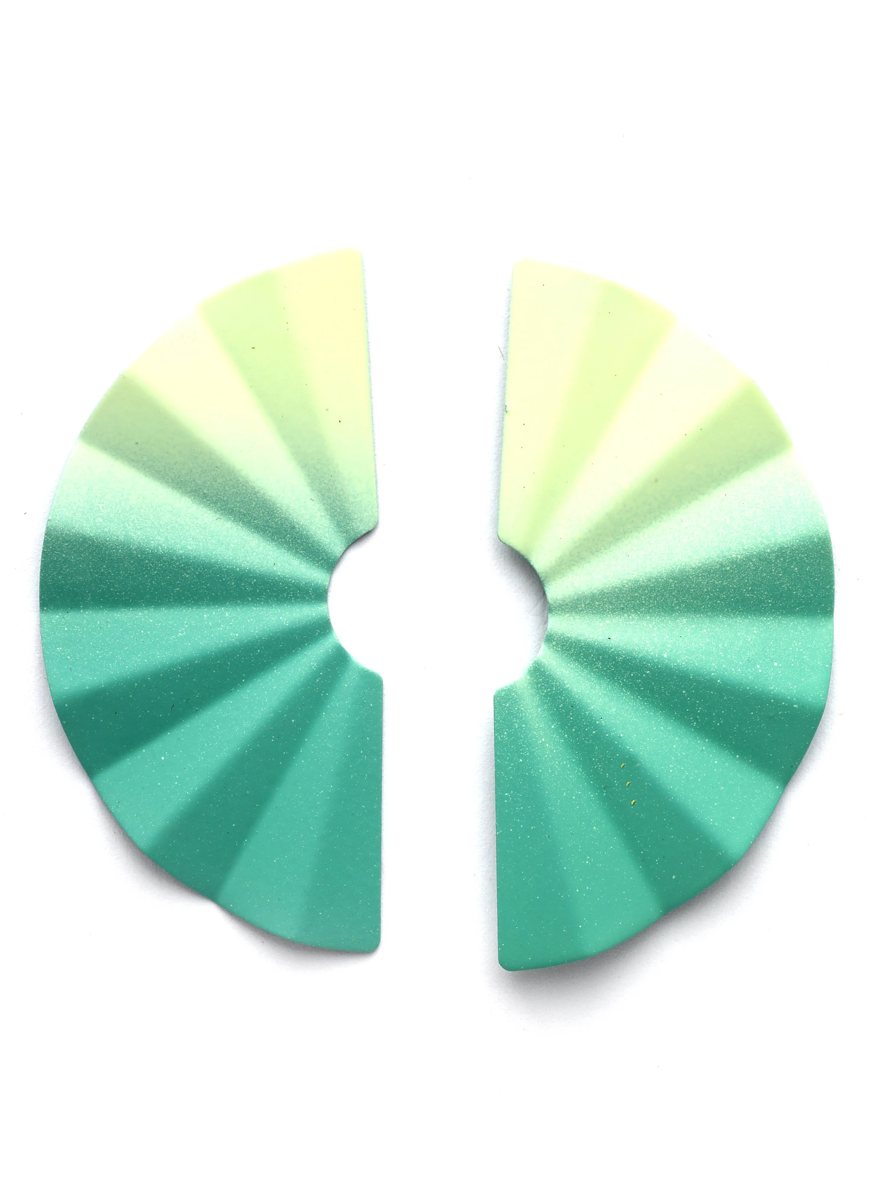 Bohey by KARATCART Gradient Green & Yellow Fan Shape Stud Earrings