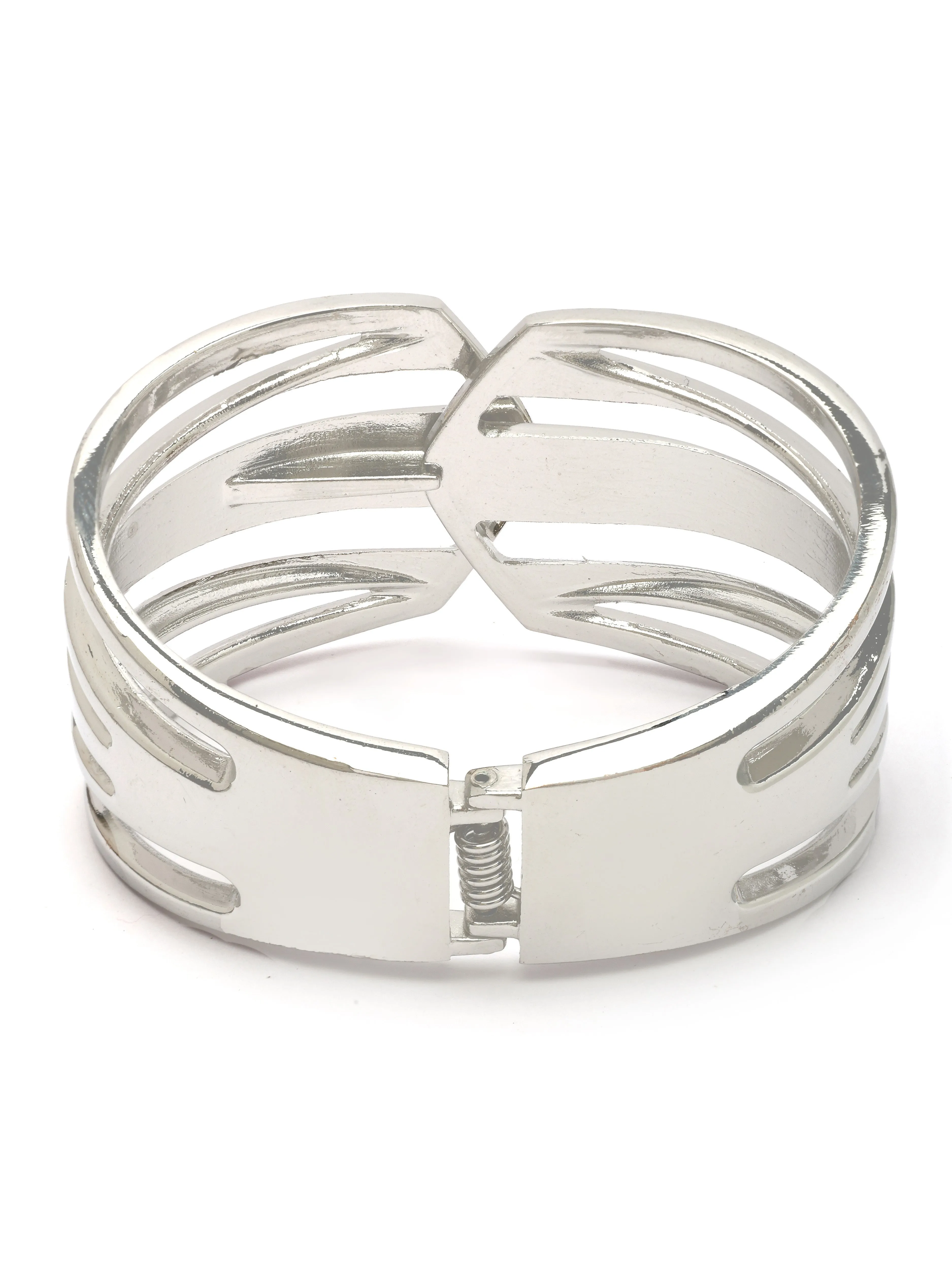 Bohey by KARATCART Silver Plated Designer Kada Bracelet for Women