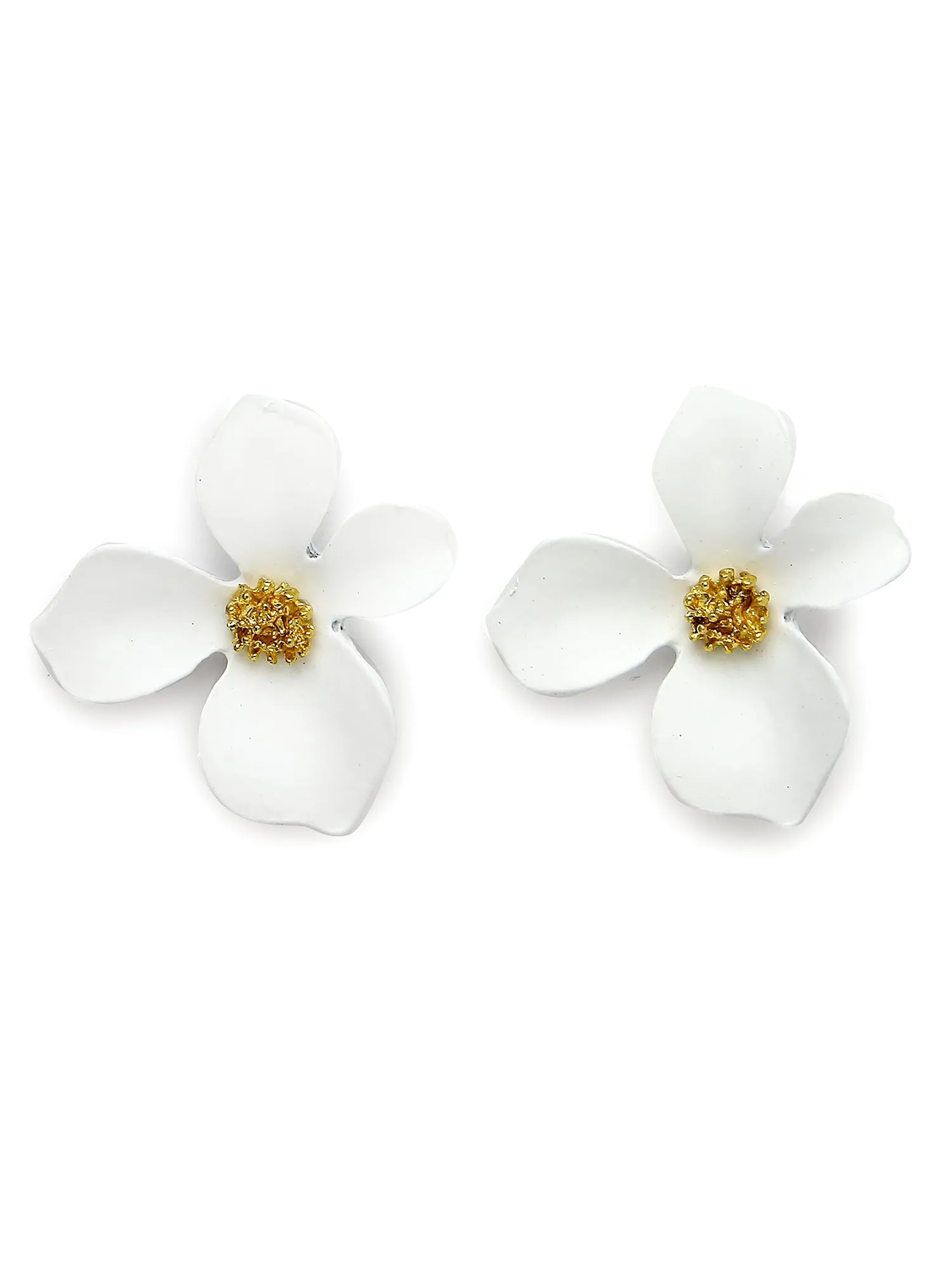 Bohey by KARATCART White Floral Design Stud Earrings for Women