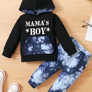 Boys' Casual Letter Print Tie-Dye Hoodie