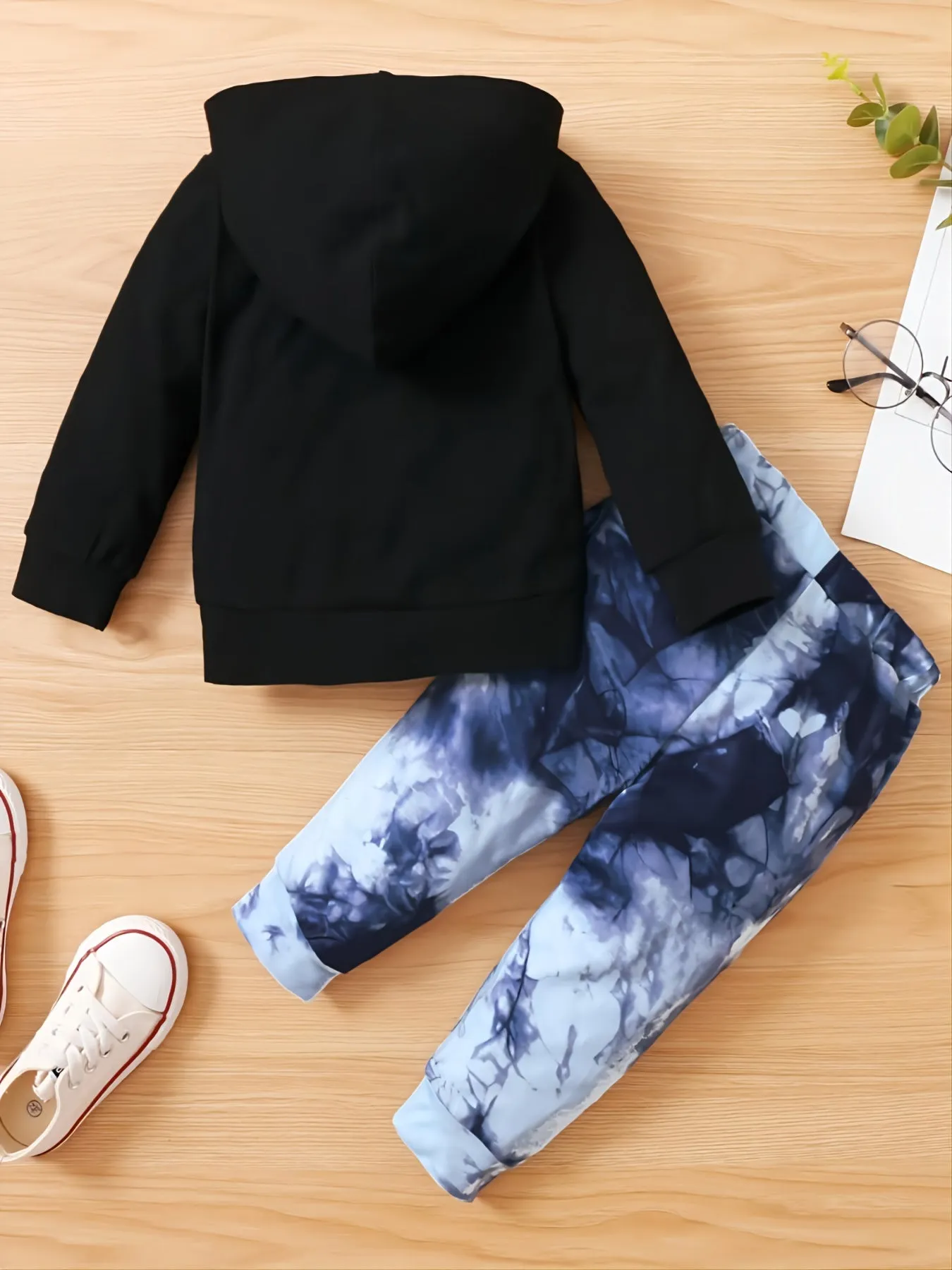 Boys' Casual Letter Print Tie-Dye Hoodie