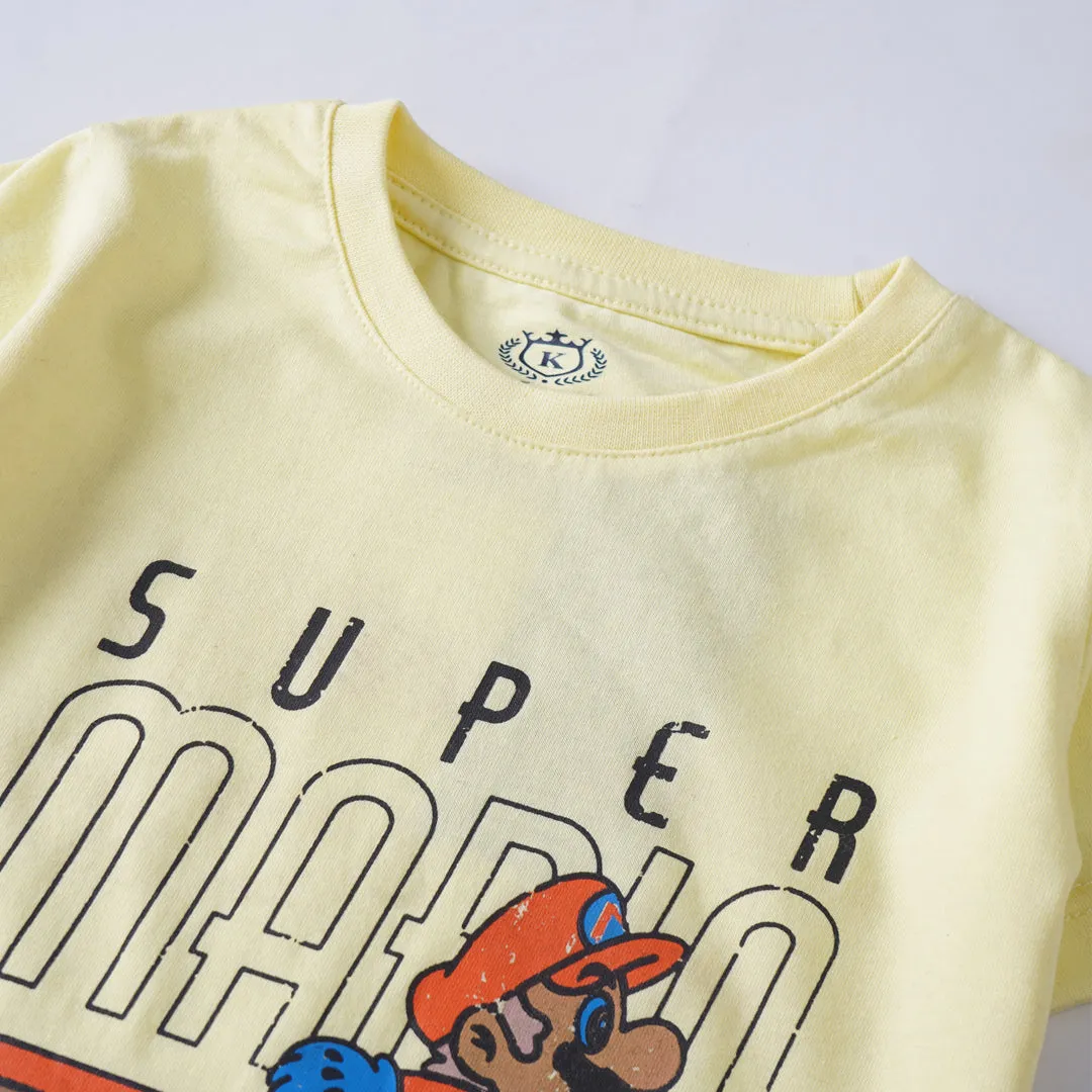 Boys Half Sleeves-Printed T-Shirt (Mario)