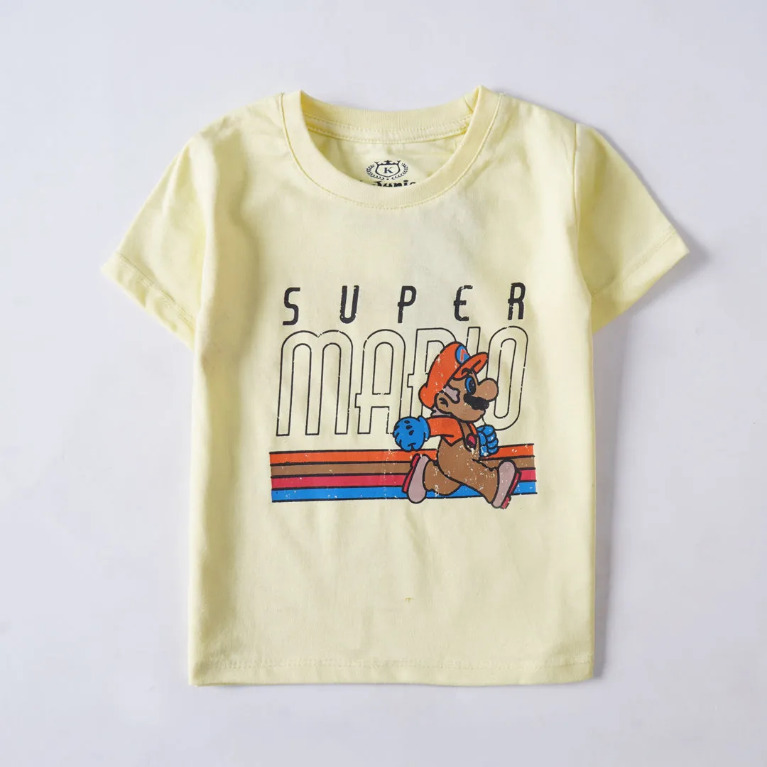 Boys Half Sleeves-Printed T-Shirt (Mario)