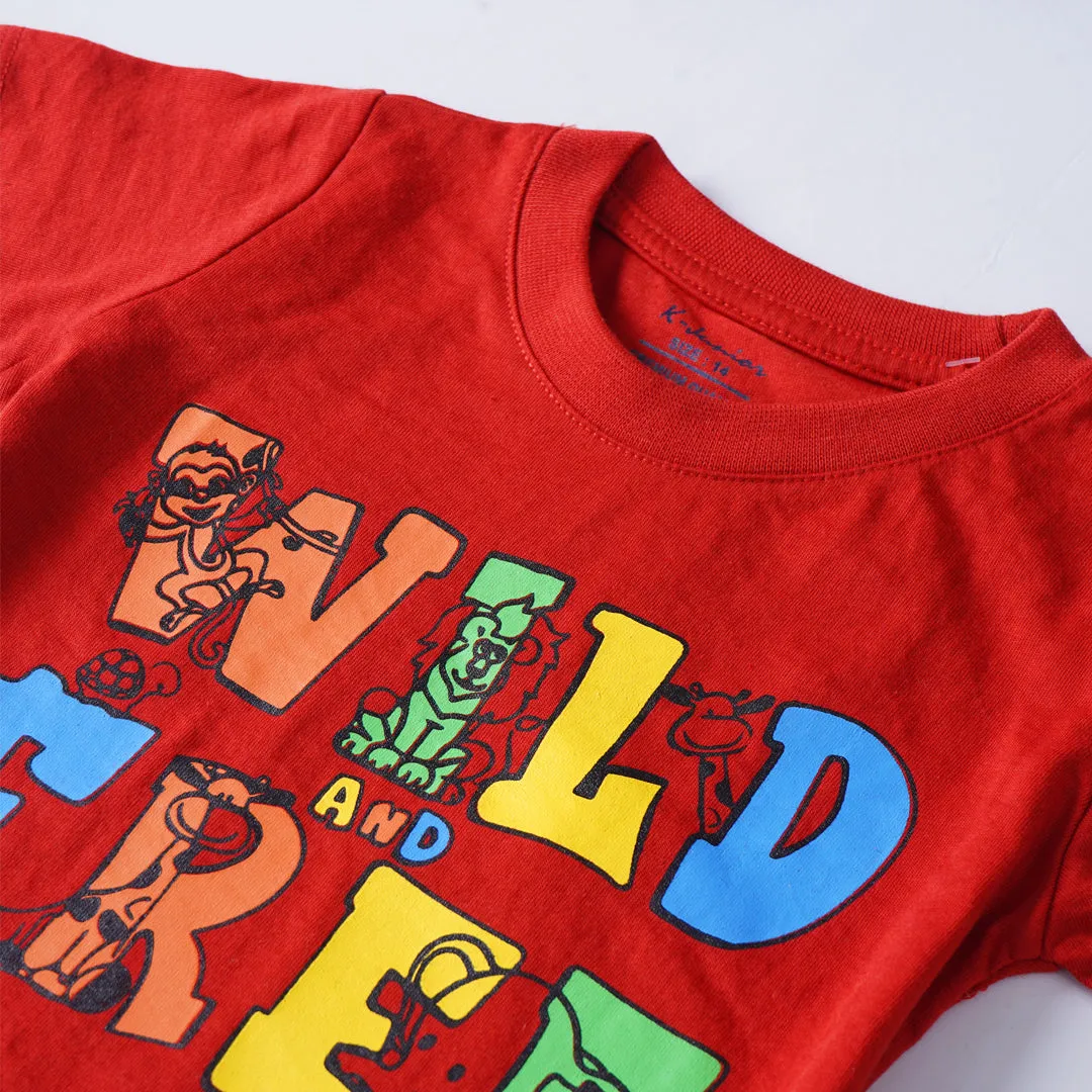 Boys Half Sleeves-Printed T-Shirt (Wild)