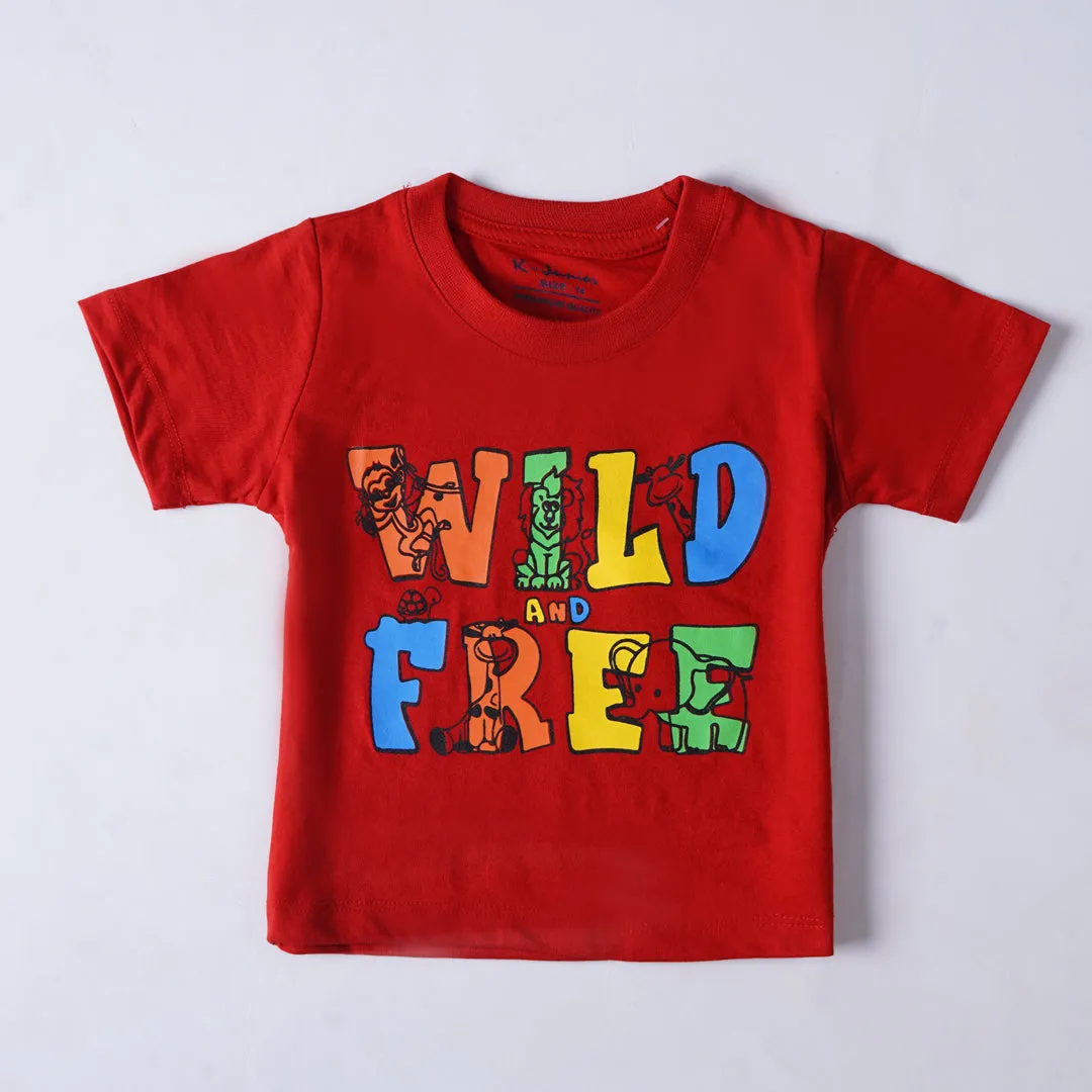 Boys Half Sleeves-Printed T-Shirt (Wild)