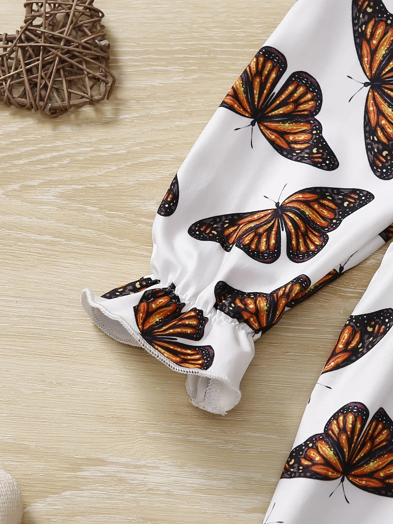 Butterfly Print Ruffle Romper for Baby Girls