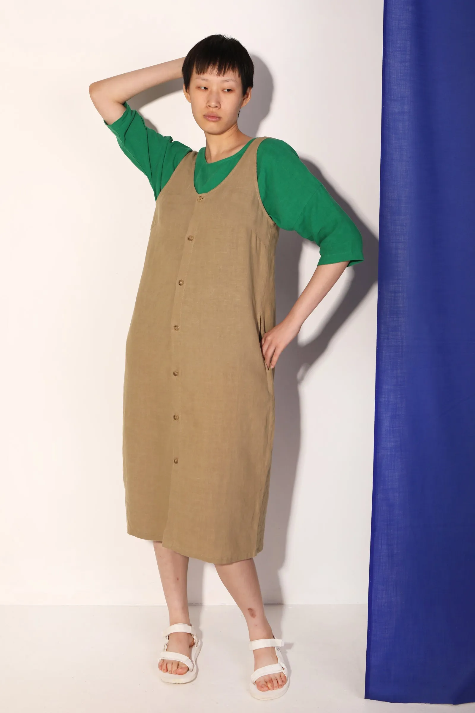 Button Front Slip Stone