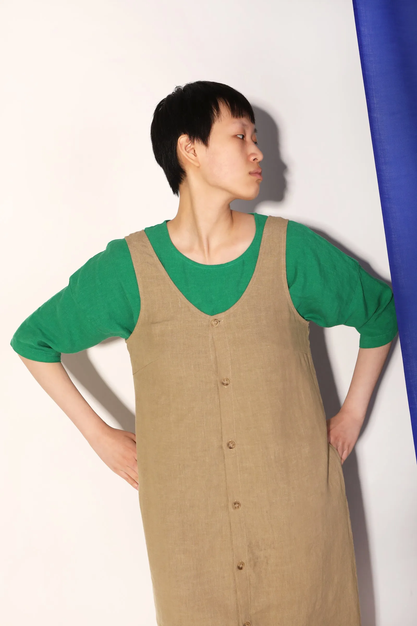 Button Front Slip Stone