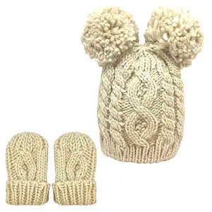 Cable Knit Hat and Mitten Set