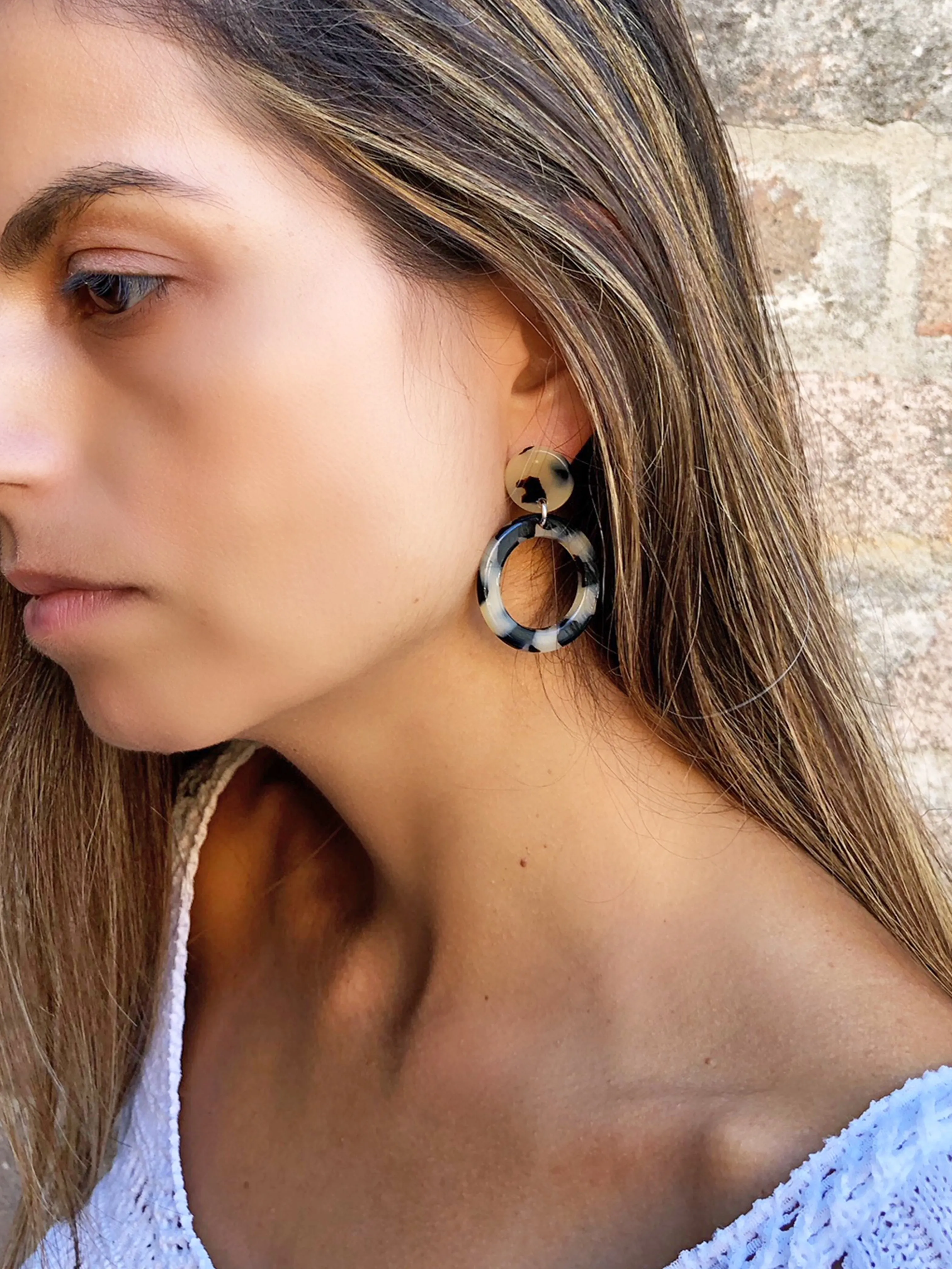 Carla Small Light Tortoiseshell Drop Earrings
