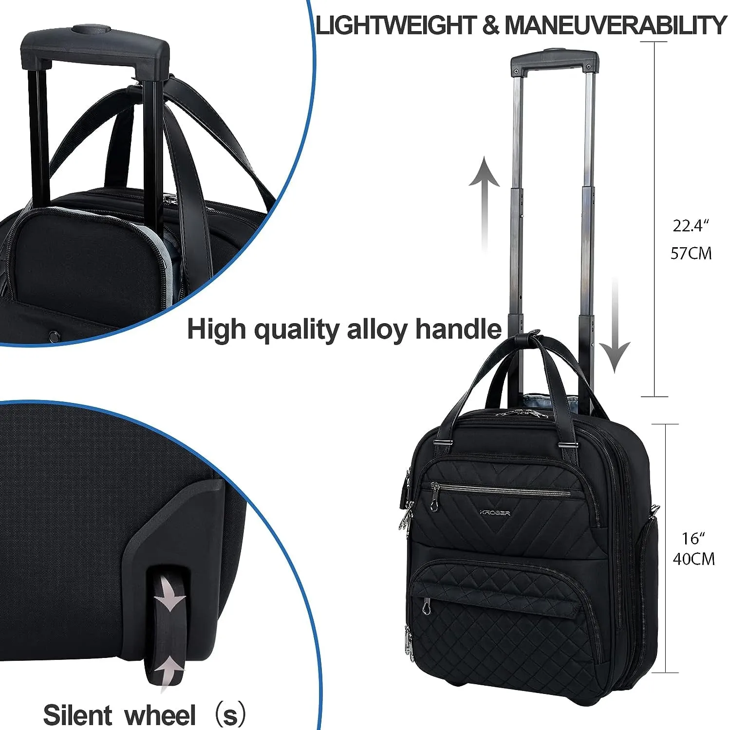 Carry On Underseat Multi-functional 16-inch Lightweight Suitcase